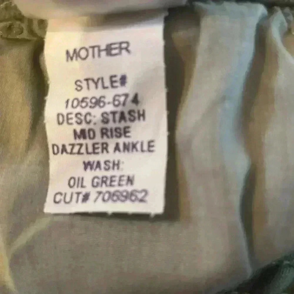 NEW MOTHER STASH MID RISE DAZZLER ANKLE Second Chance oil green Size 25 - Picture 8 of 10